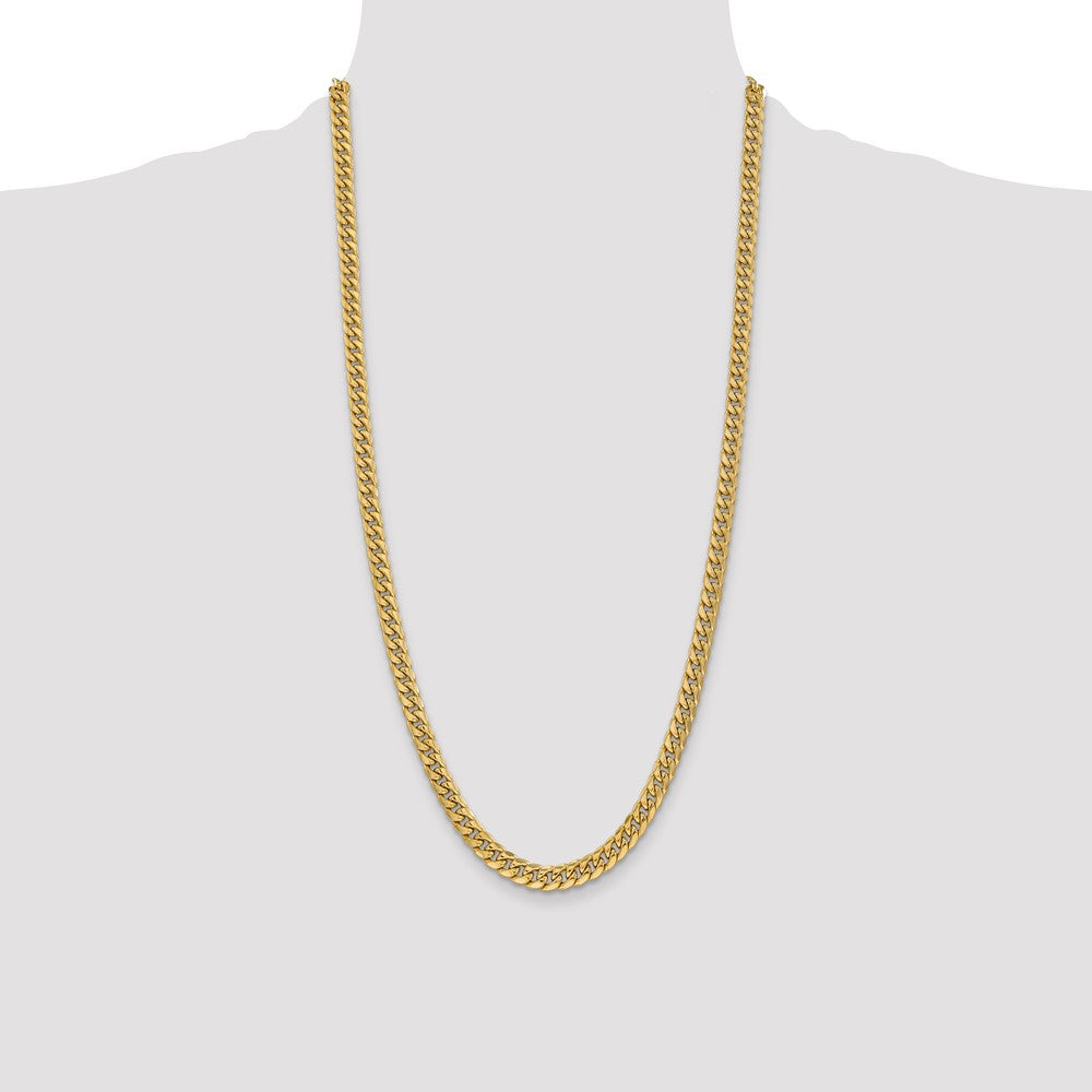 14K 28 inch 6mm Semi-Solid Miami Cuban with Lobster Clasp Chain