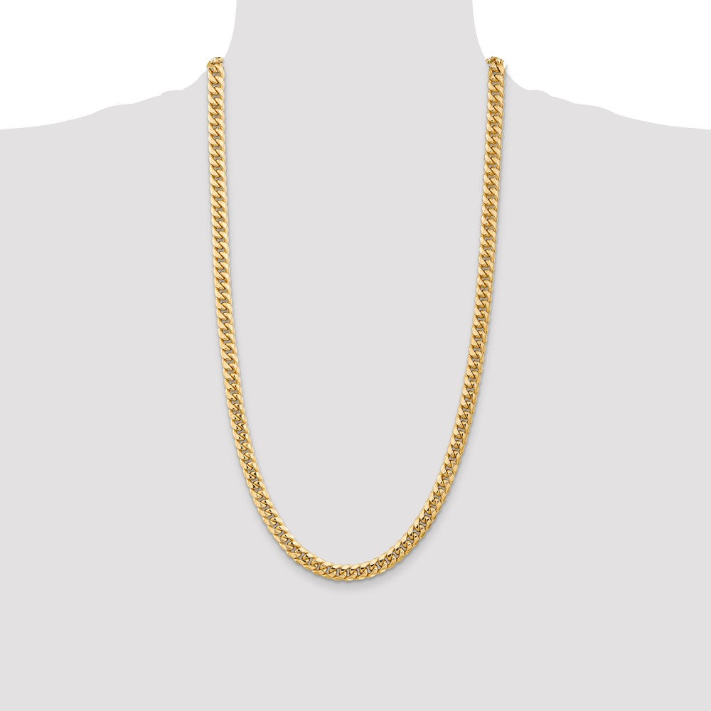 14K 28 inch 6.75mm Semi-Solid Miami Cuban with Lobster Clasp Chain