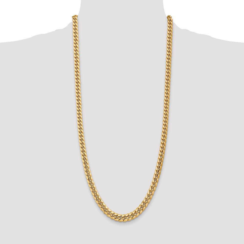 14K 30 inch 7.3mm Semi-Solid Miami Cuban with Lobster Clasp Chain