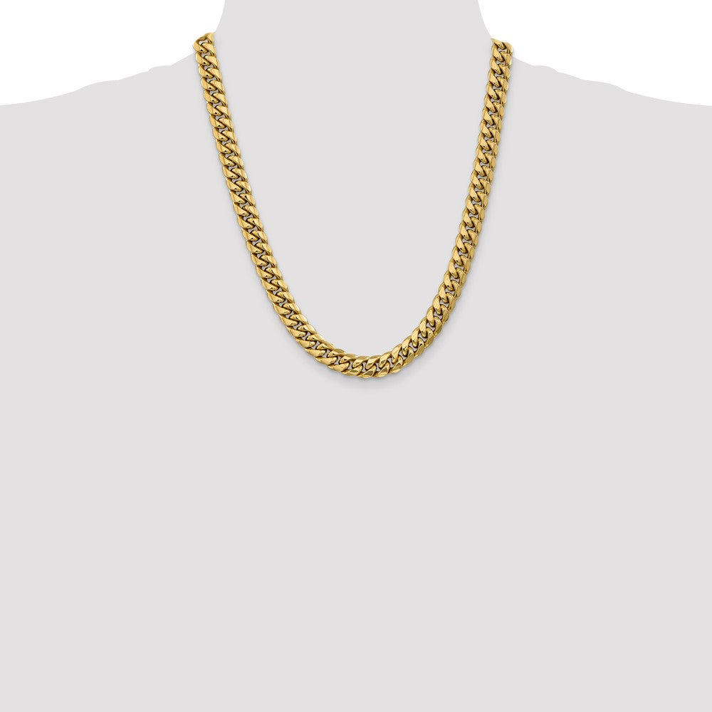 14K 22 inch 9.3mm Semi-Solid Miami Cuban with Lobster Clasp Chain