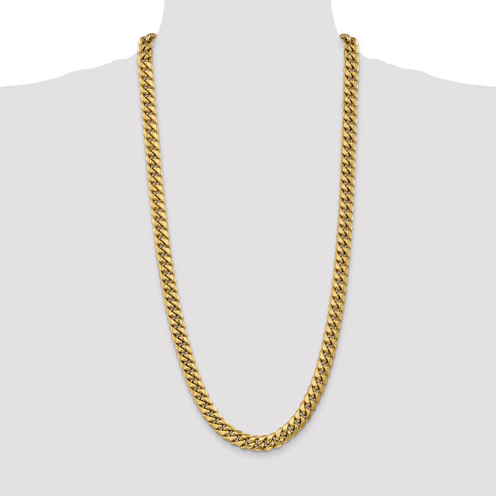 14K 30 inch 9.3mm Semi-Solid Miami Cuban with Lobster Clasp Chain