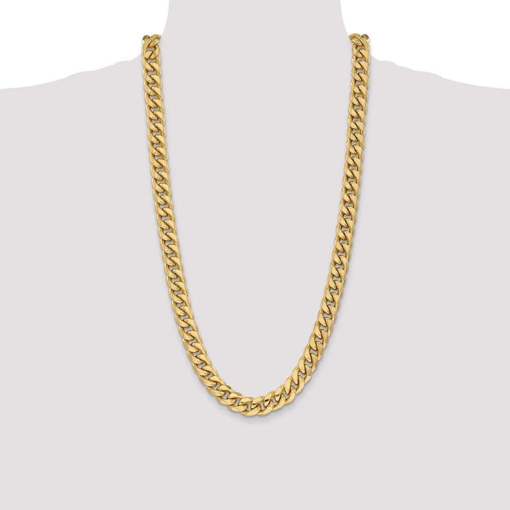 14K 28 inch 11mm Semi-Solid Miami Cuban with Lobster Clasp Chain