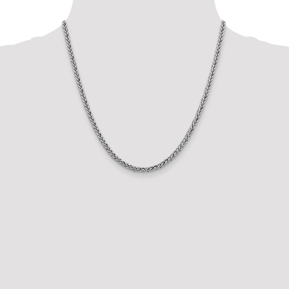 14K White Gold 18 inch 4.3mm Semi-Solid 3-Wire Wheat with Lobster Clasp Chain