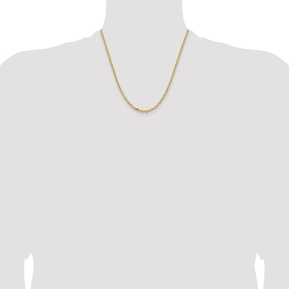 14K Yellow Gold 20 inch 3mm Semi-Solid Diamond-cut Open Link Cable with Lobster Clasp Chain
