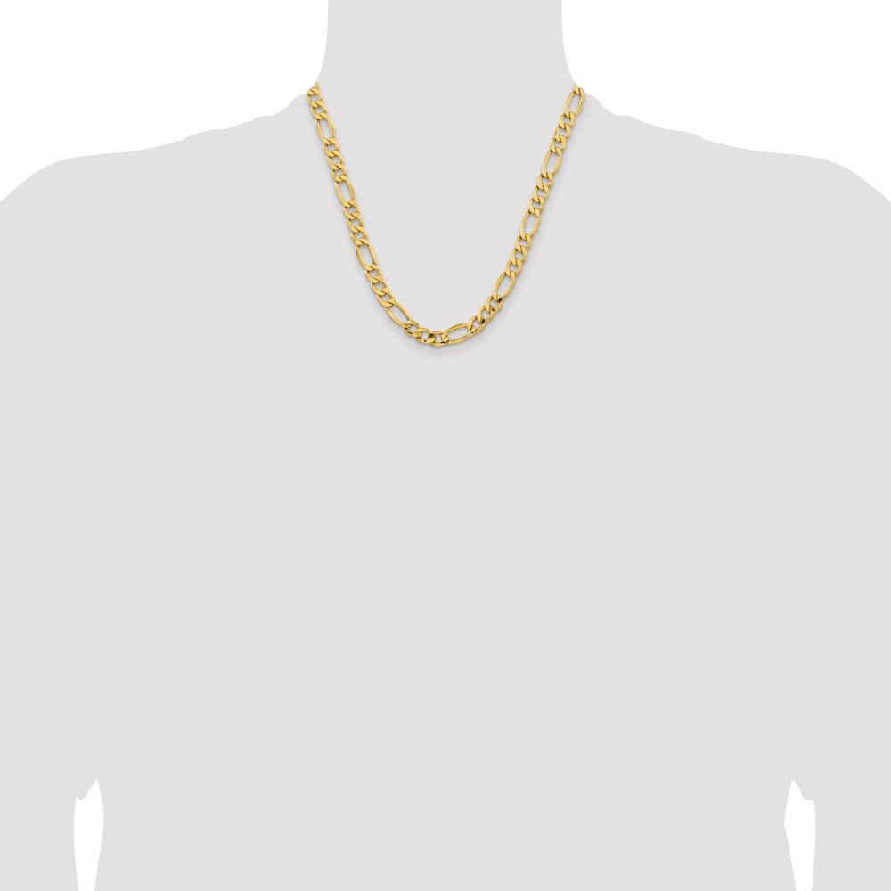 14K 20 inch 8.5mm Semi-Solid Figaro with Lobster Clasp Chain