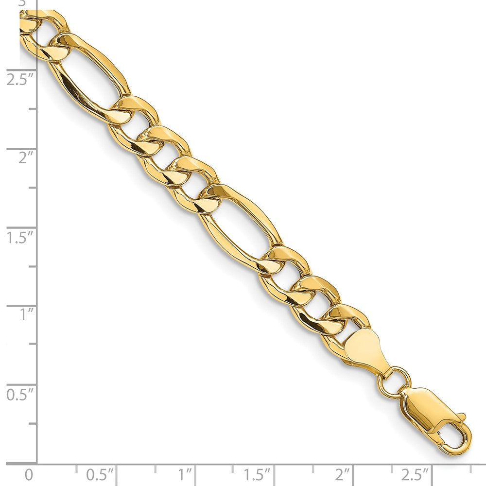 14K 8 inch 8.5mm Semi-Solid Figaro with Lobster Clasp Bracelet