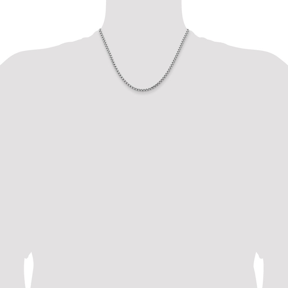 14K White Gold 18 inch 3.6mm Semi-Solid Round Box with Lobster Clasp Chain