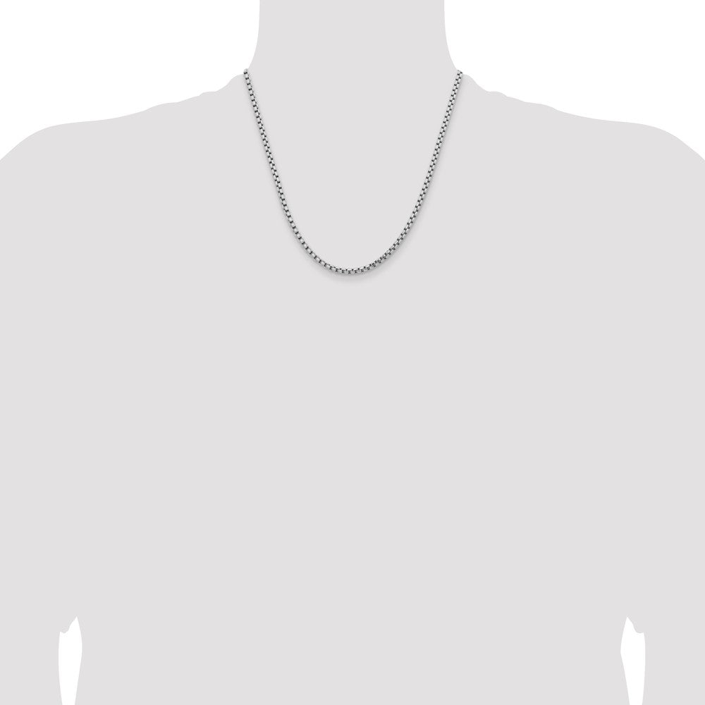 14K White Gold 20 inch 3.6mm Semi-Solid Round Box with Lobster Clasp Chain