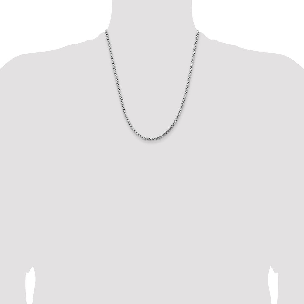 14K White Gold 22 inch 3.6mm Semi-Solid Round Box with Lobster Clasp Chain