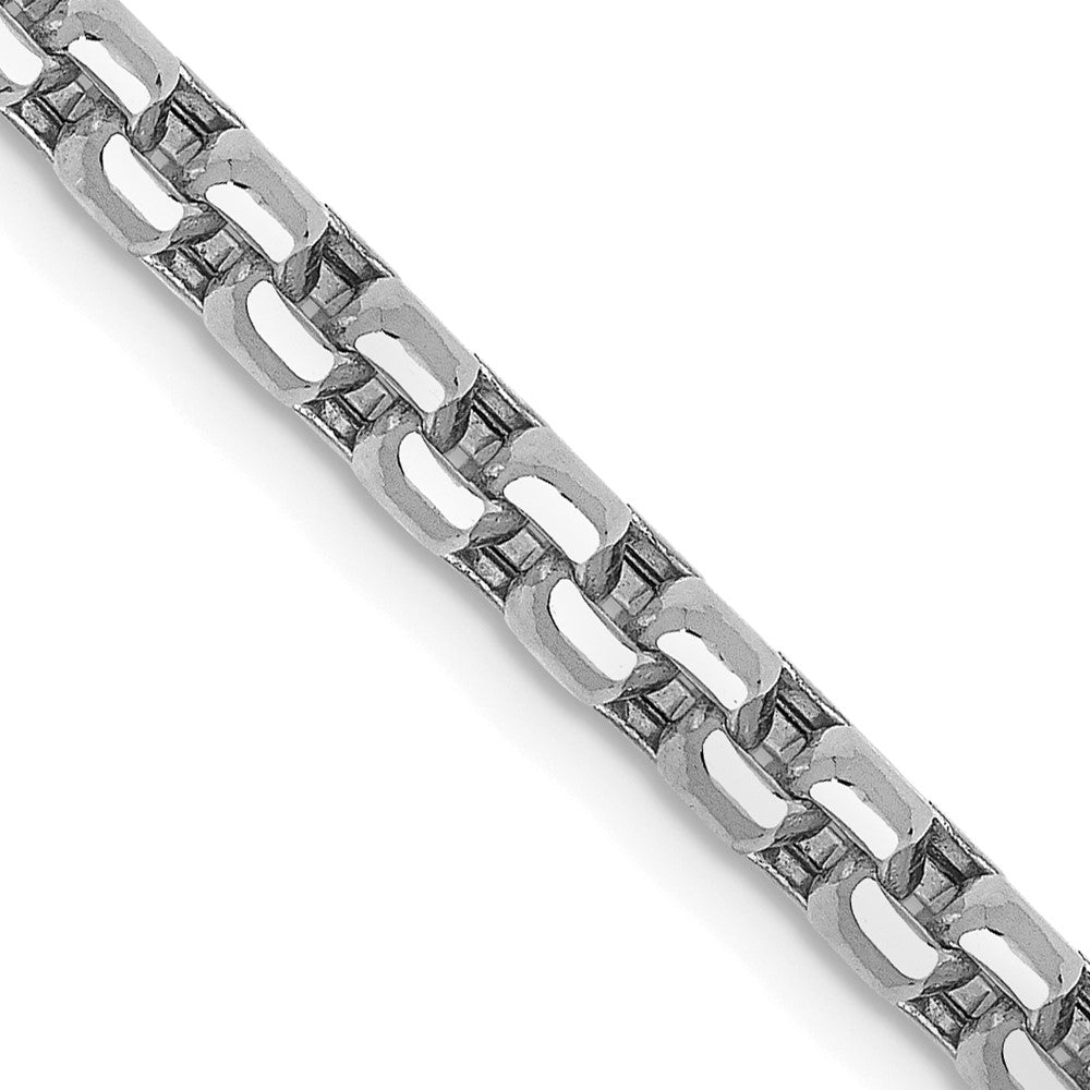 14K White Gold 20 inch 3.6mm Semi-Solid Round Box with Lobster Clasp Chain