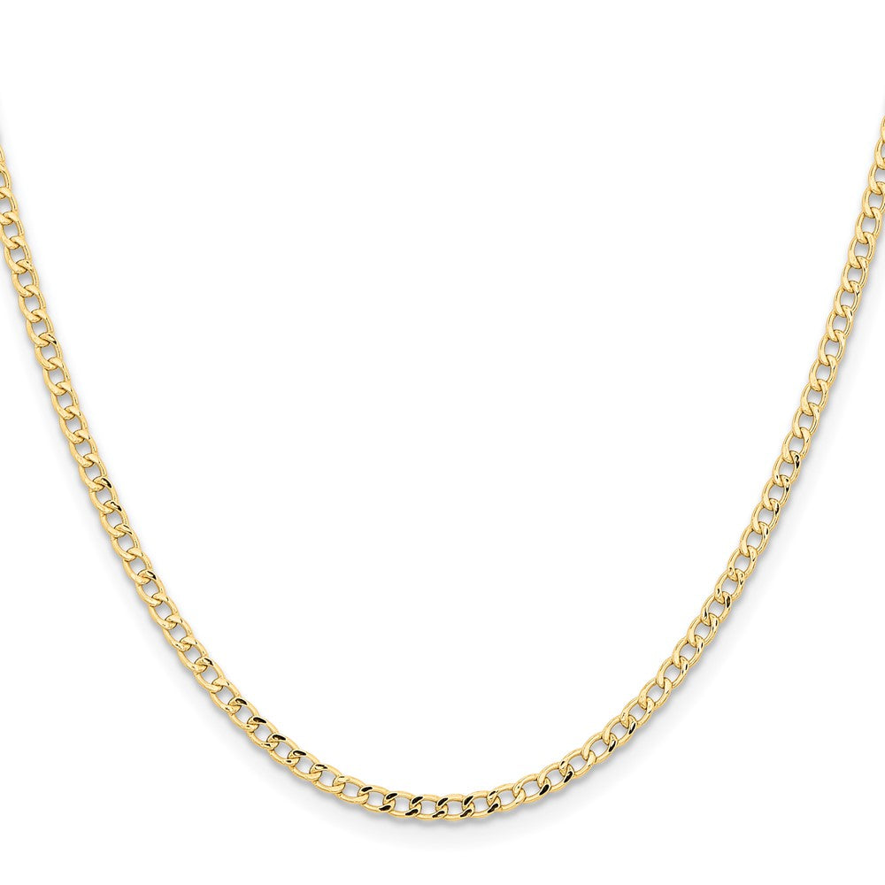 14K 24 inch 2.85mm Semi-Solid Curb with Lobster Clasp Chain