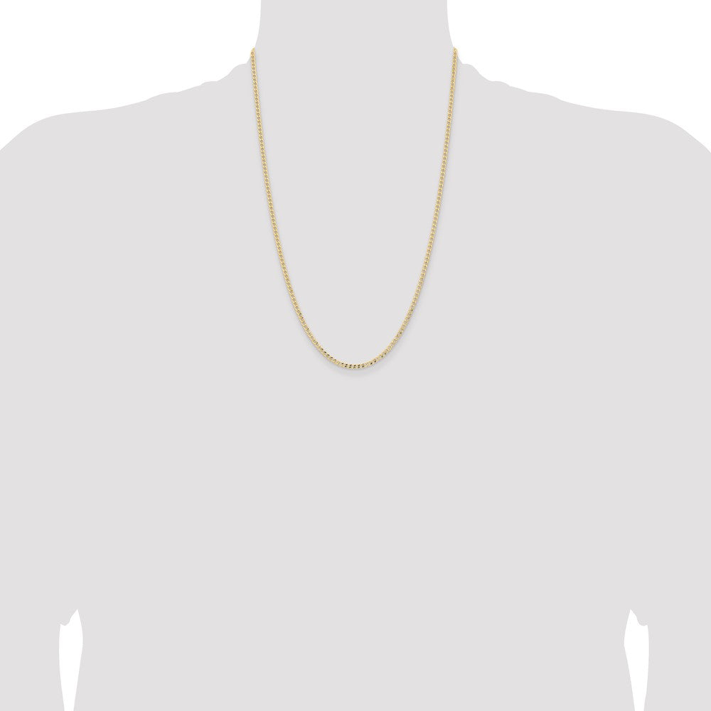 14K 24 inch 2.85mm Semi-Solid Curb with Lobster Clasp Chain