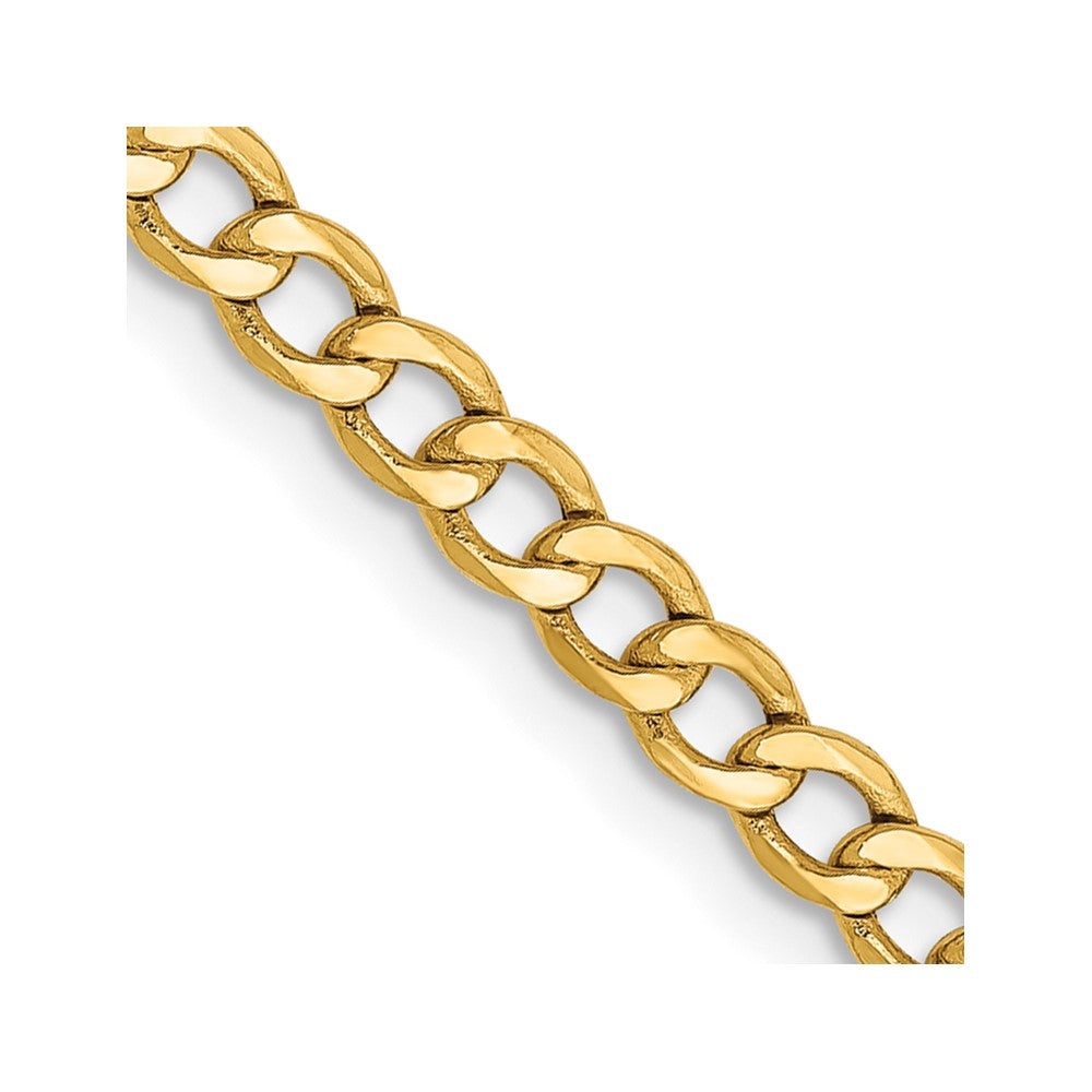 14K 22 inch 2.85mm Semi-Solid Curb with Lobster Clasp Chain