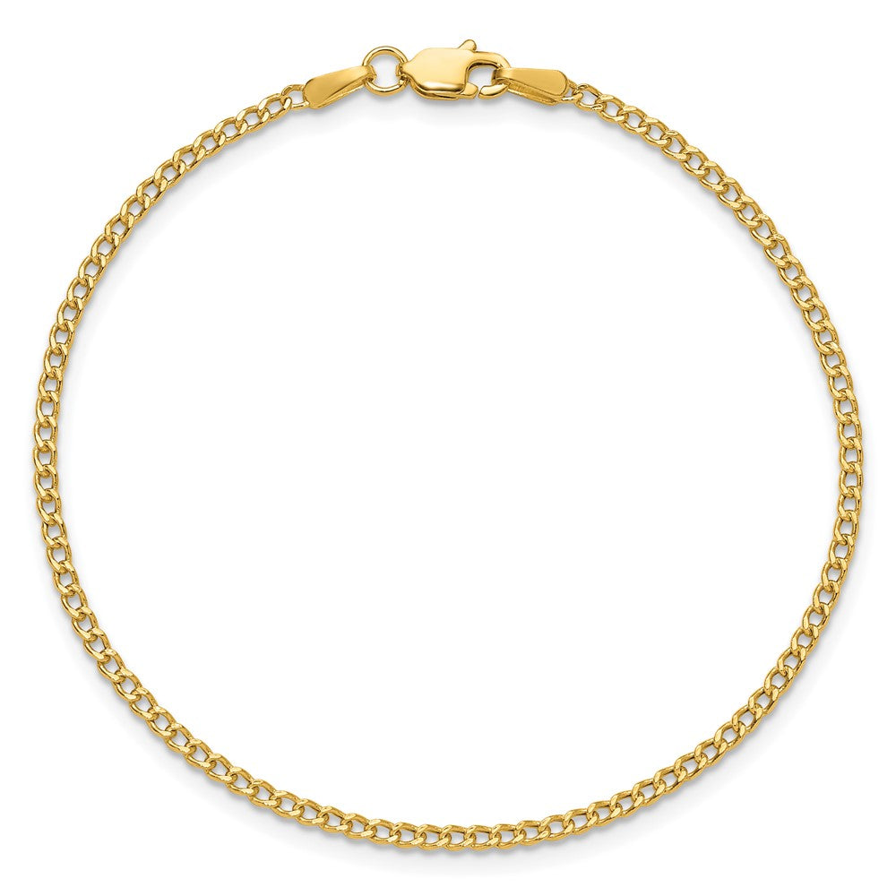 14K 10 inch 1.85mm Semi-Solid Curb with Lobster Clasp Anklet