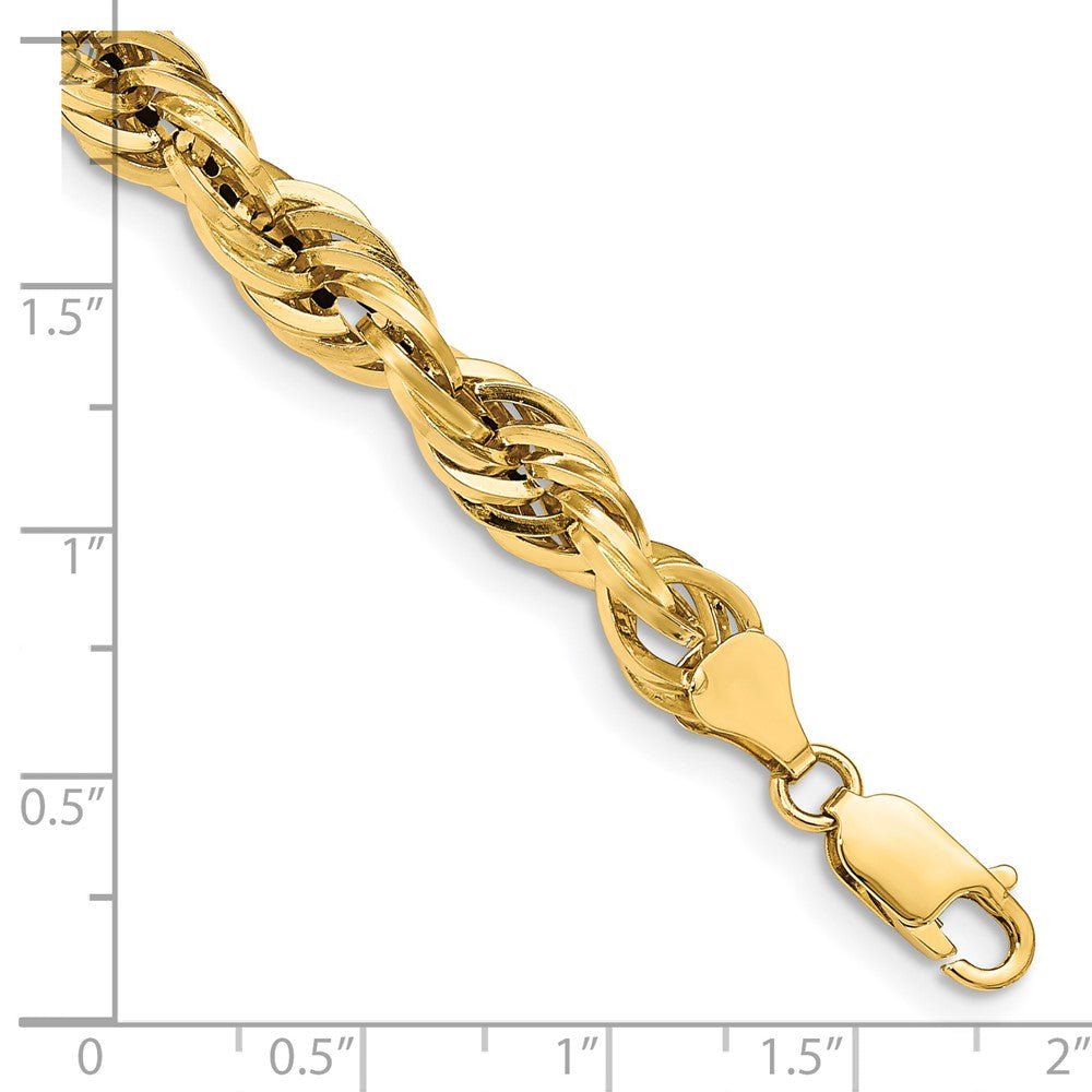 14K 8 inch 7mm Semi Solid Rope with Lobster Clasp Chain