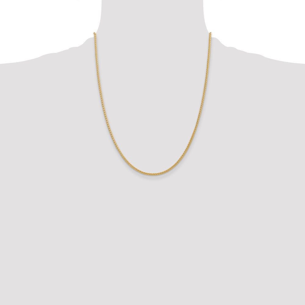 14K 22 inch 2mm Semi-Solid Wheat with Lobster Clasp Chain