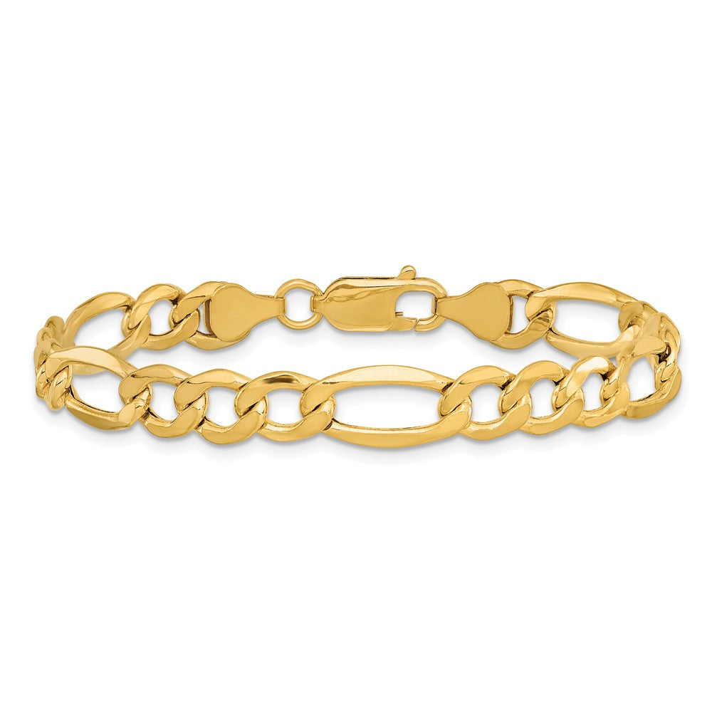 14K 9 inch 7.3mm Semi-Solid Figaro with Lobster Clasp Chain