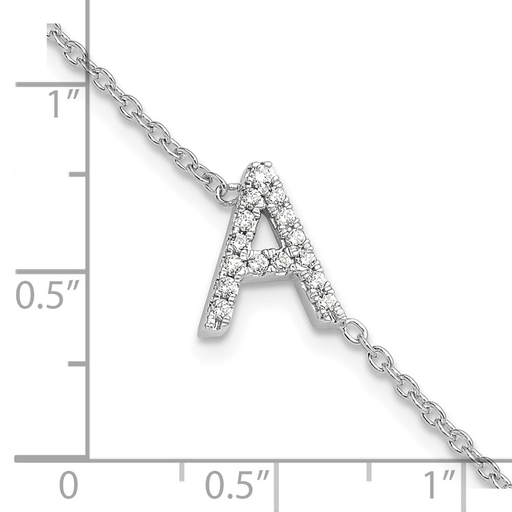 14KW Diamond Sideways Letter A w/ 1in ext. Bracelet