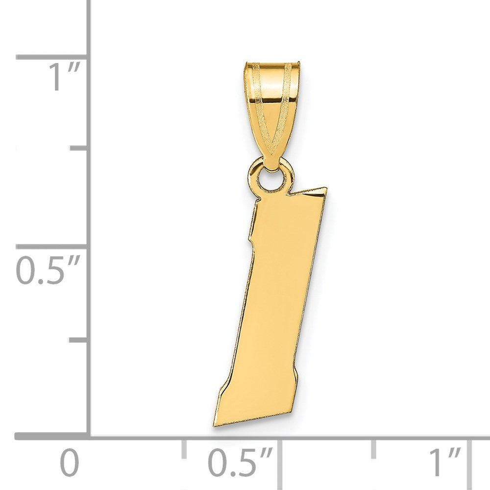 14k Polished Block Number 1 Pendant