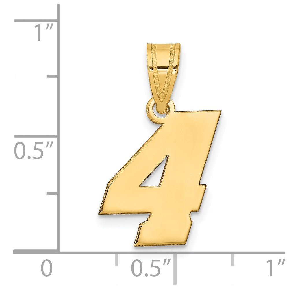 14k Polished Block Number 4 Pendant