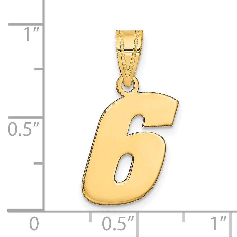 14k Polished Block Number 6 Pendant