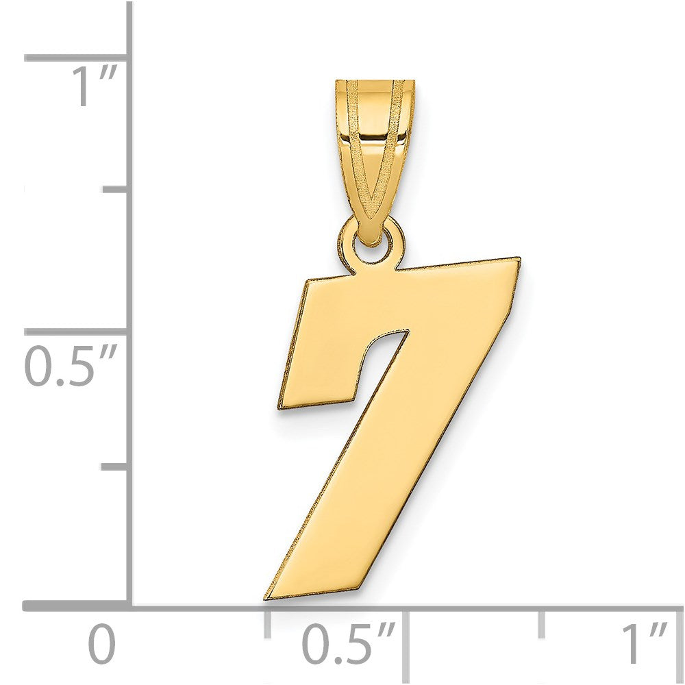 14k Polished Block Number 7 Pendant