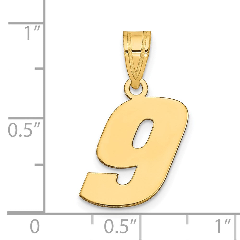14k Polished Block Number 9 Pendant