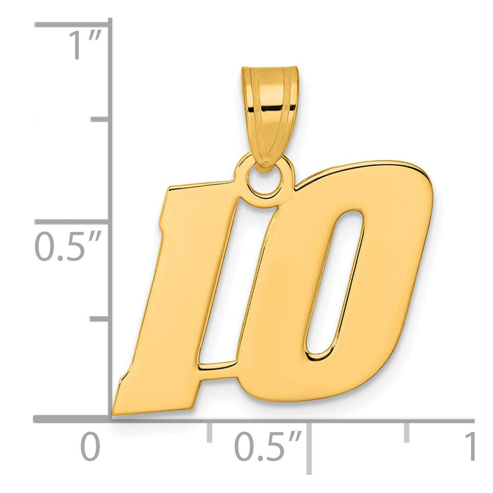 14k Polished Block Number 10 Pendant