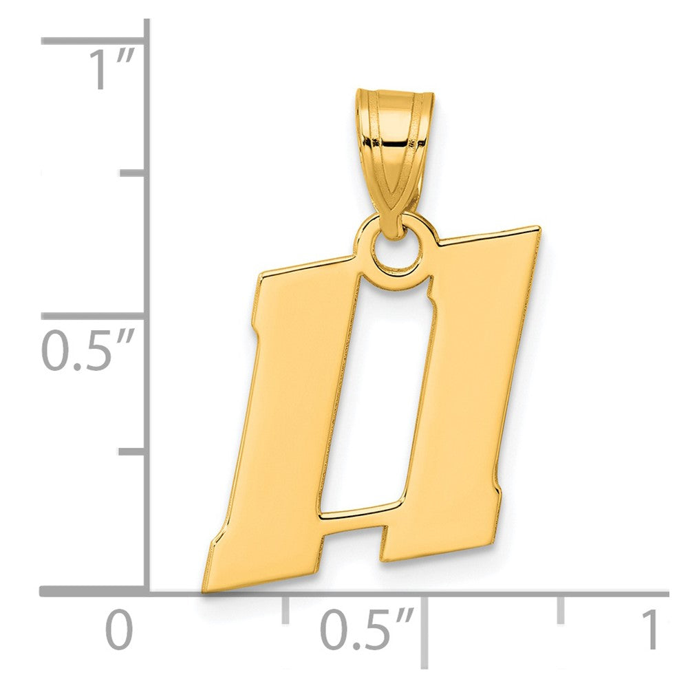 14k Polished Block Number 11 Pendant
