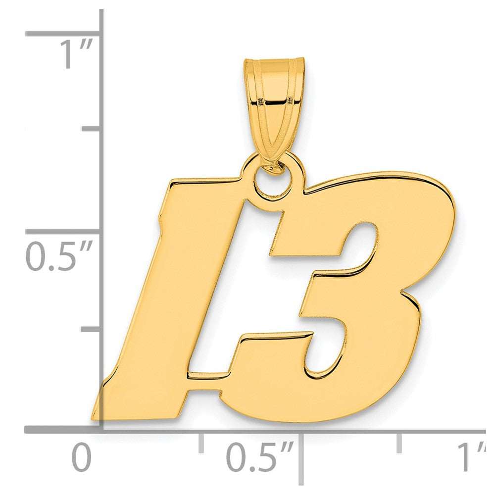 14k Polished Block Number 13 Pendant