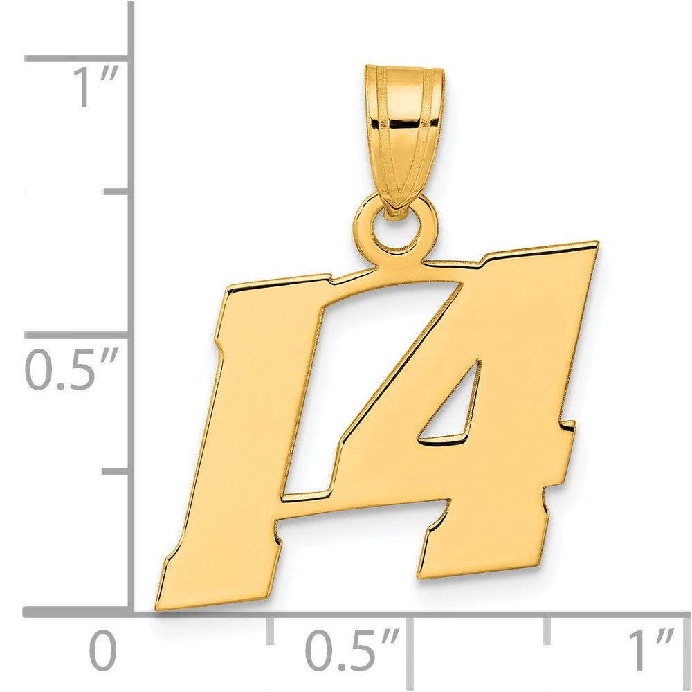 14k Polished Block Number 14 Pendant