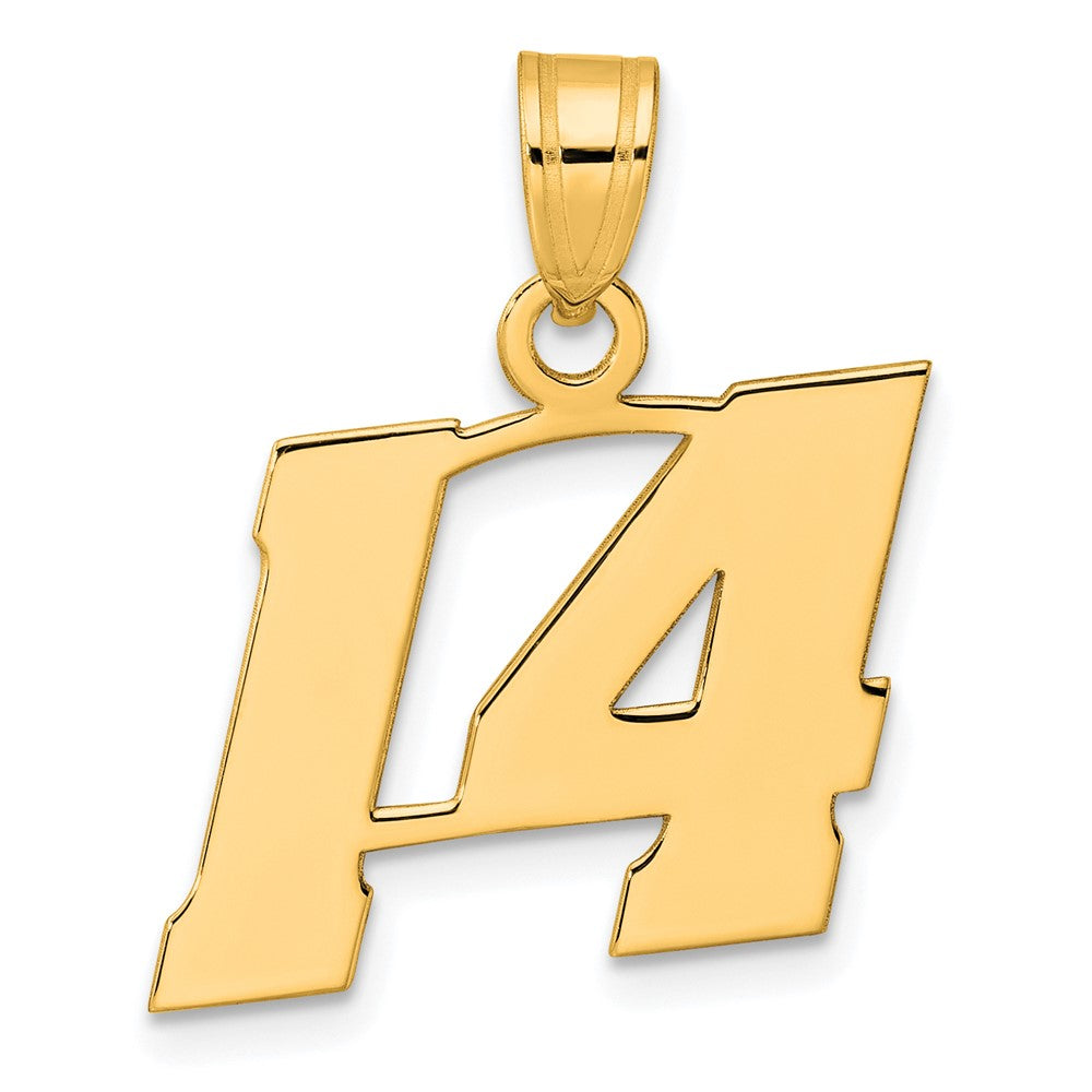 14k Polished Block Number 14 Pendant