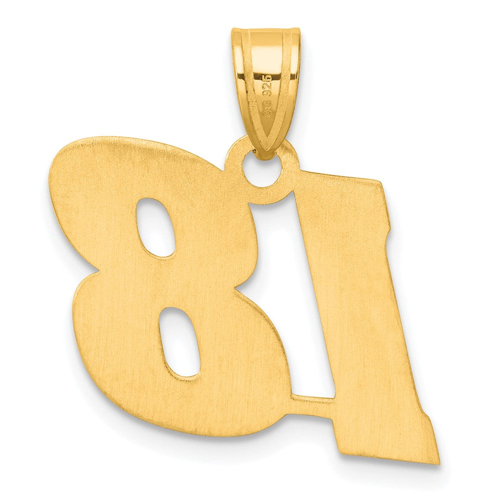 14k Polished Block Number 18 Pendant