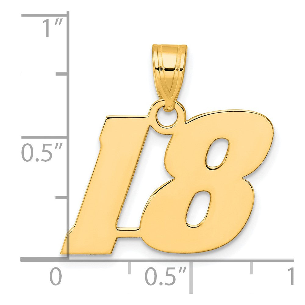14k Polished Block Number 18 Pendant