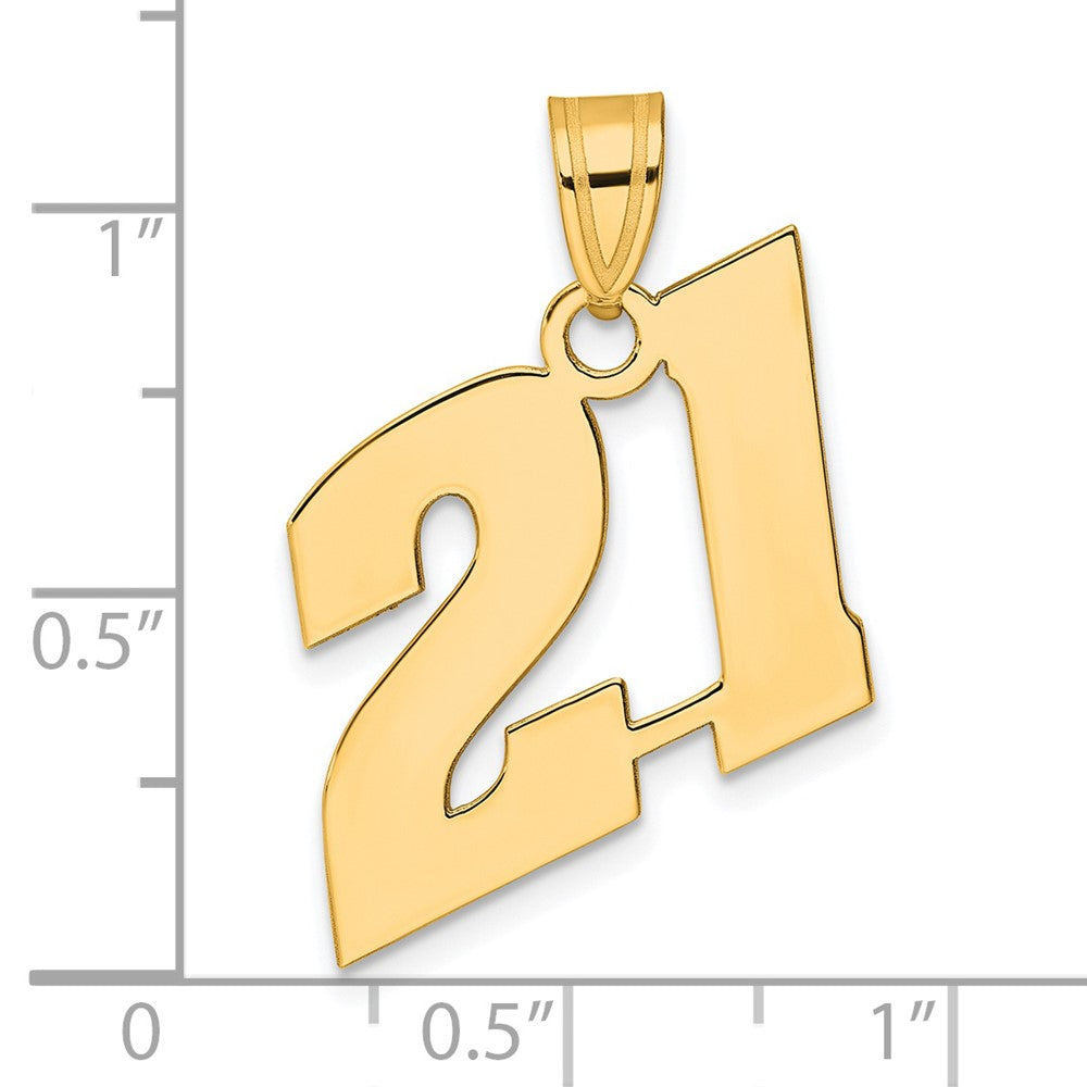14k Polished Block Number 21 Pendant
