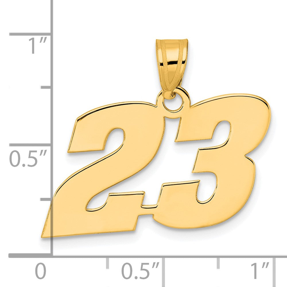 14k Polished Block Number 23 Pendant