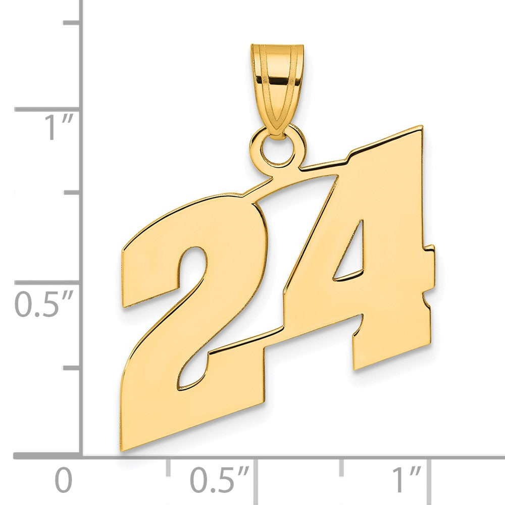 14k Polished Block Number 24 Pendant