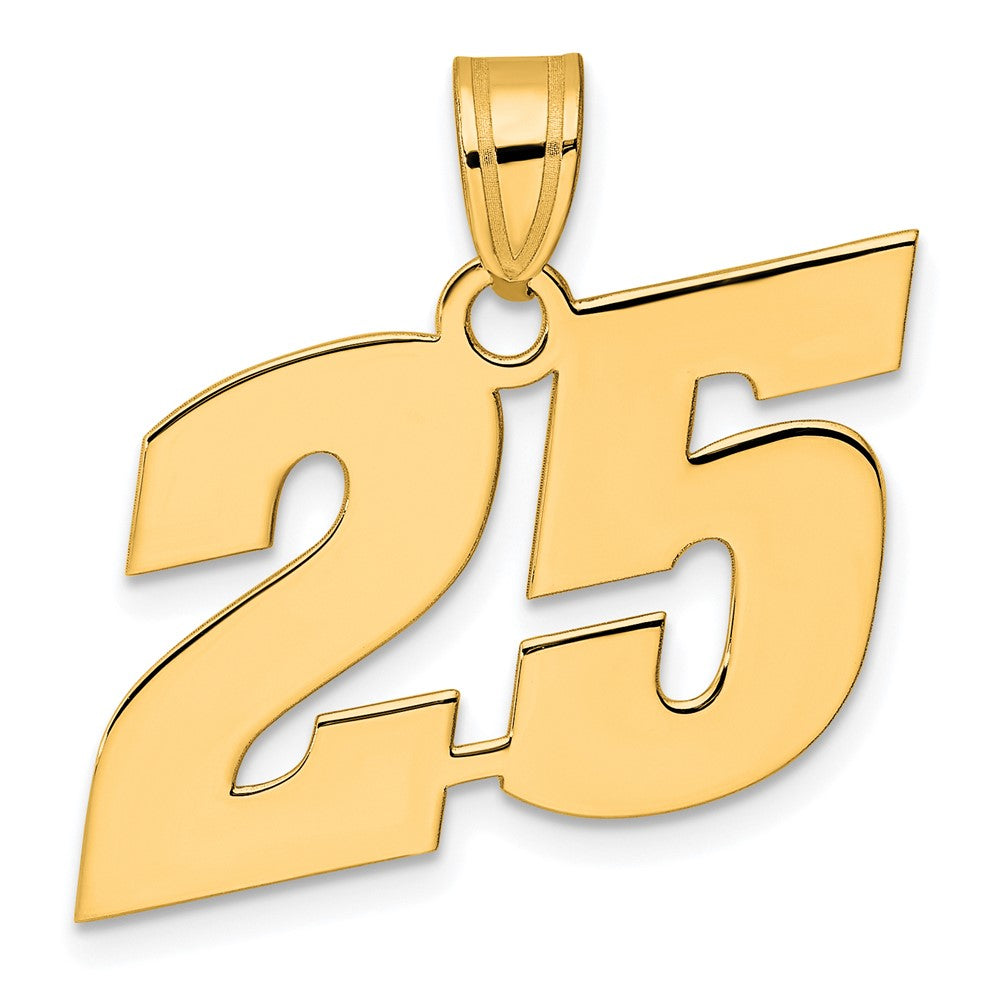 14k Polished Block Number 25 Pendant