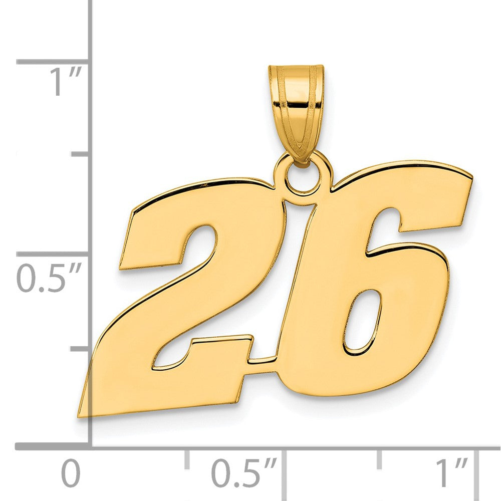 14k Polished Block Number 26 Pendant