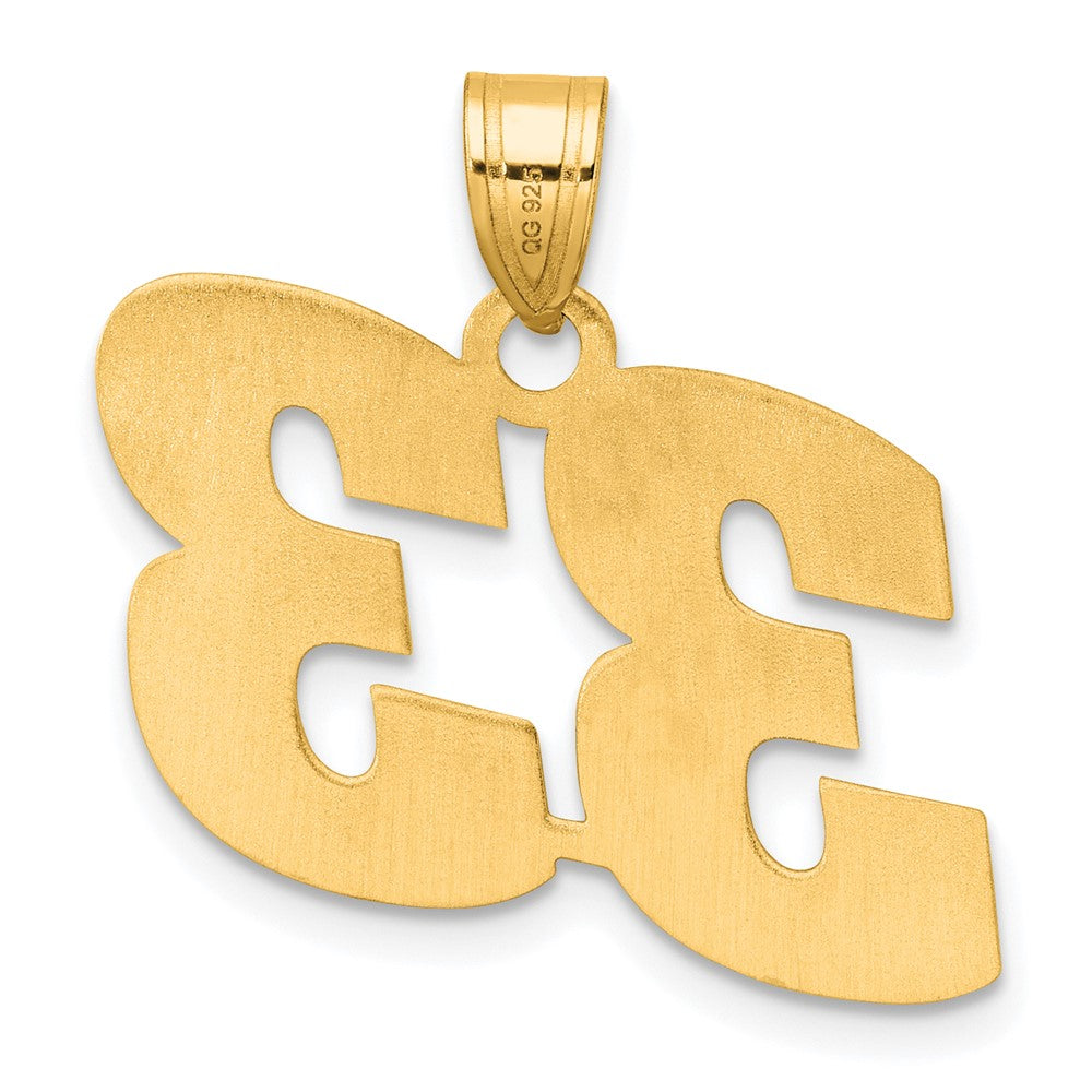 14k Polished Block Number 33 Pendant