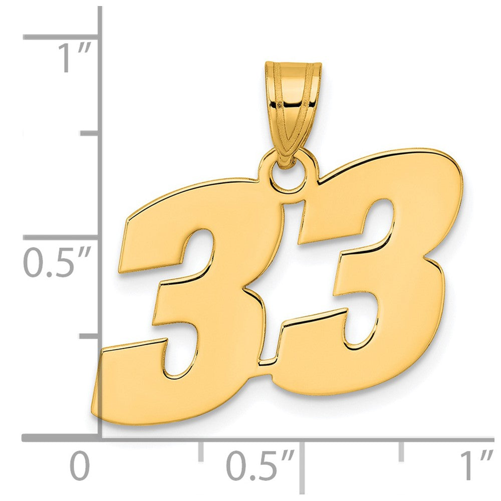 14k Polished Block Number 33 Pendant