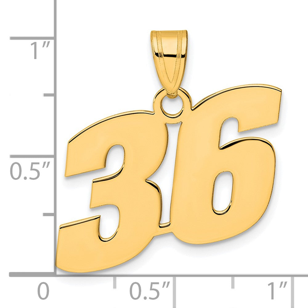14k Polished Block Number 36 Pendant