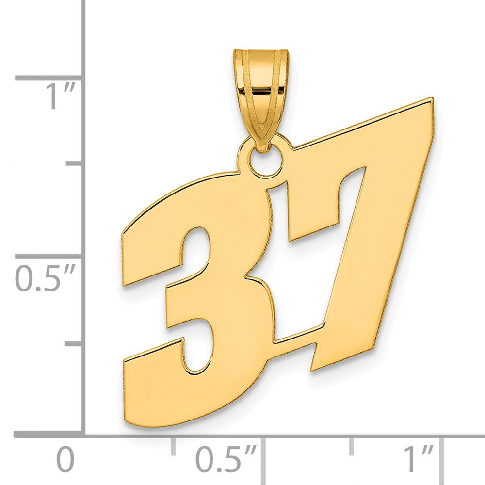 14k Polished Block Number 37 Pendant