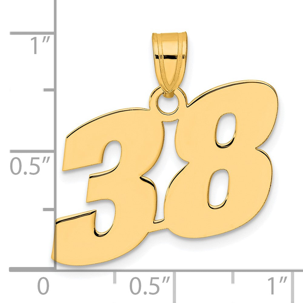 14k Polished Block Number 38 Pendant