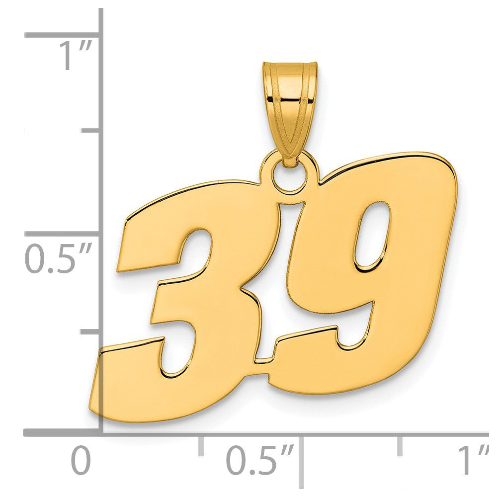 14k Polished Block Number 39 Pendant