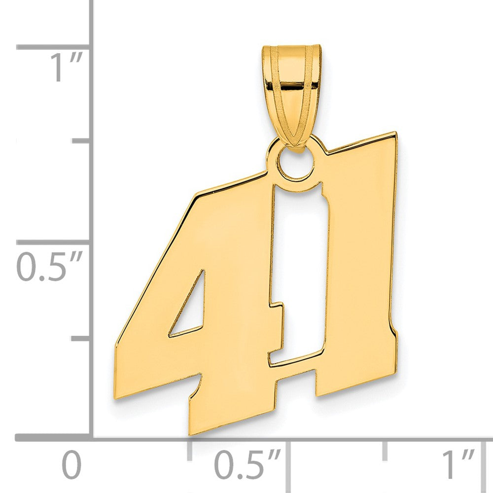 14k Polished Block Number 41 Pendant