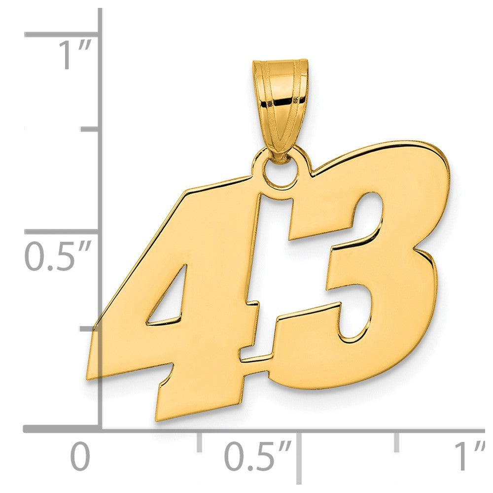 14k Polished Block Number 43 Pendant