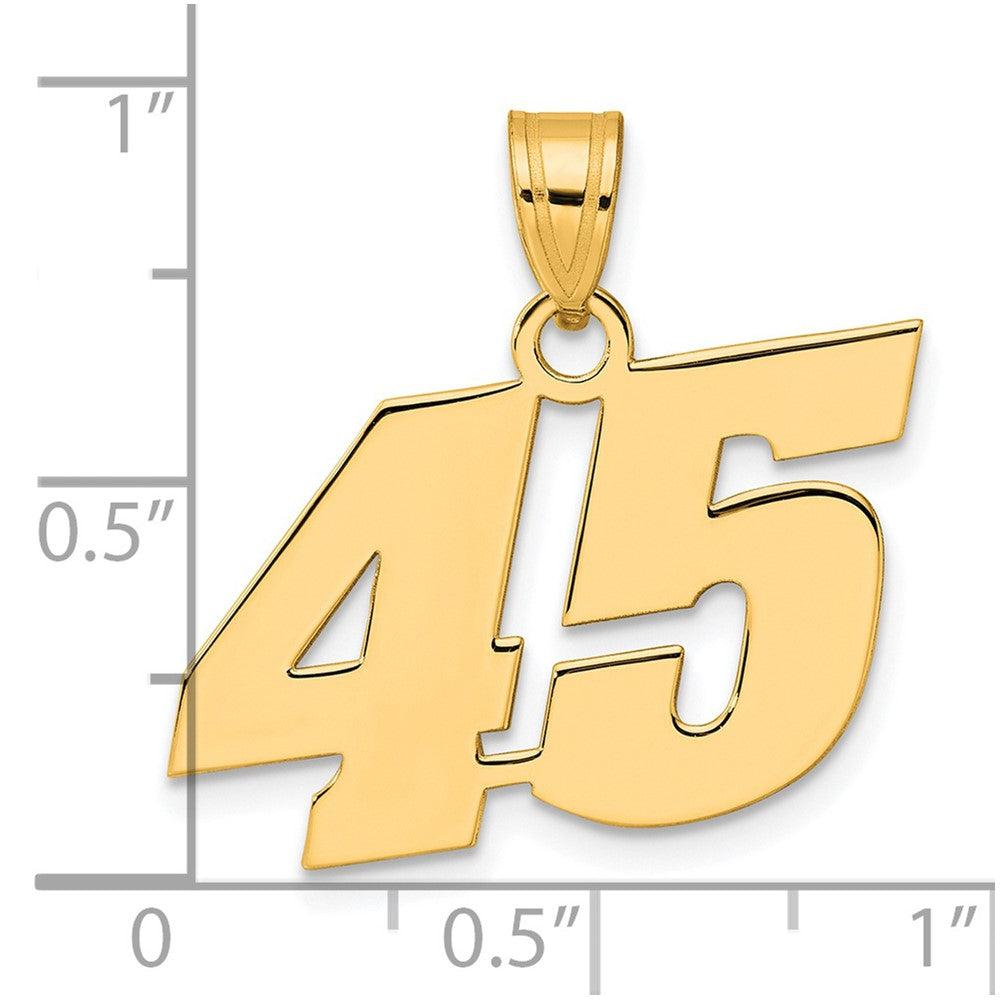 14k Polished Block Number 45 Pendant