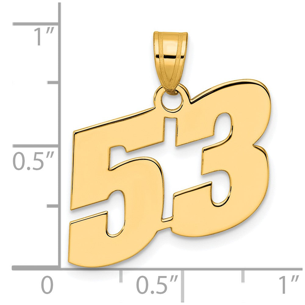 14k Polished Block Number 53 Pendant
