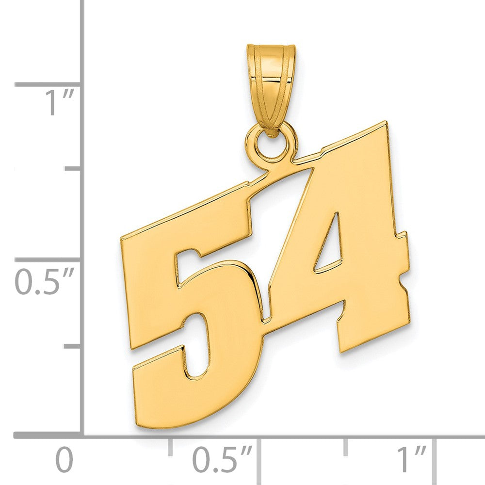 14k Polished Block Number 54 Pendant